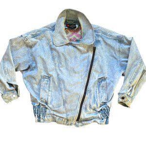 Vintage Andy Johns Denim Jacket Men XL Light Blue 80's 90's Style Retro